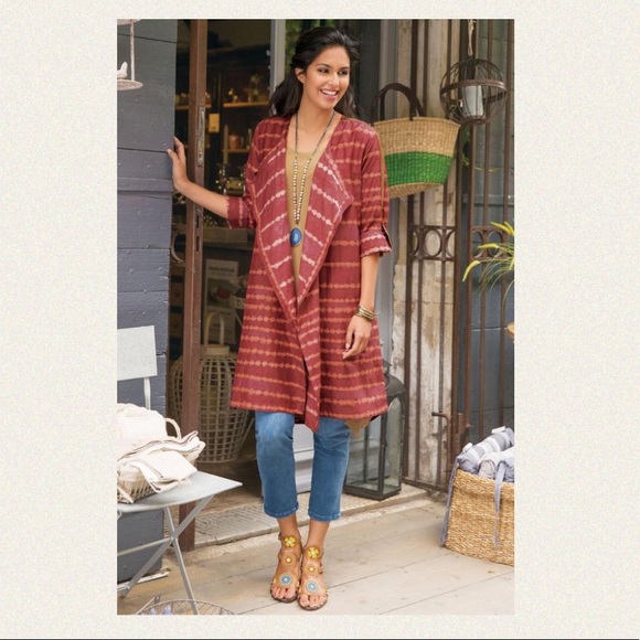 Soft Surroundings Sweaters - Soft Surroundings Tea House Topper Open Cardigan L